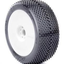 Best Sale 🛒 AKA PRODUCTS, INC. 1/8 Gridiron II Medium Long Wear Pre-Mounted Tires, White EVO Wheels (2): Buggy ❤️