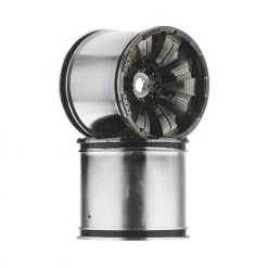 Promo 🔔 Axial 1/6-1/8 Oversize 8-Spoke 3.8 Wheels, 17 & 14mm Hex, Black Chrome (2) 🌟