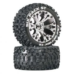 New 🎉 Duratrax Six Pack ST 2.8" 2WD Mounted Front C2 Tires, Chrome (2) 🥰