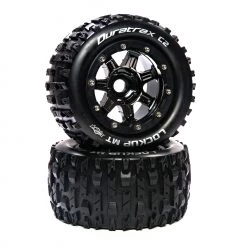 New 🛒 Duratrax Lockup MT Belt 2.8" Mounted Front/Rear Tires, .5 Offset 17mm, Black Chrome (2) 🧨