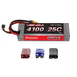 Promo ✨ Venom 7.4V 4100mAh 2S 25C DRIVE Hardcase LiPo Battery: UNI 2.0 Plug 🌟